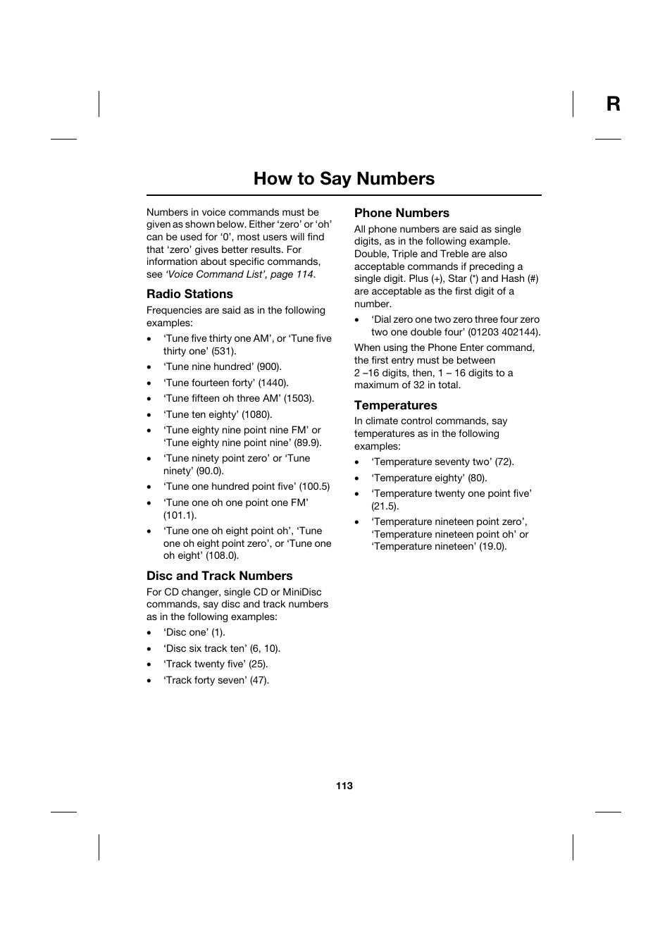 How to say numbers | Jaguar Touch Screen Display JJM 18 42 26 701 User Manual | Page 113 / 132