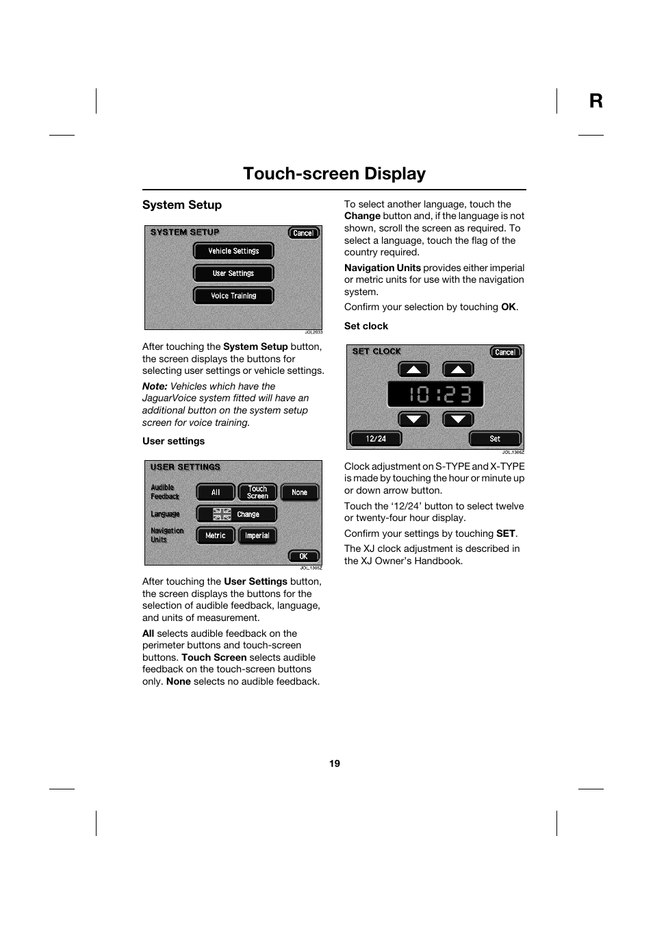 Touch-screen display | Jaguar Touch Screen Display JJM 18 42 26 701 User Manual | Page 19 / 132