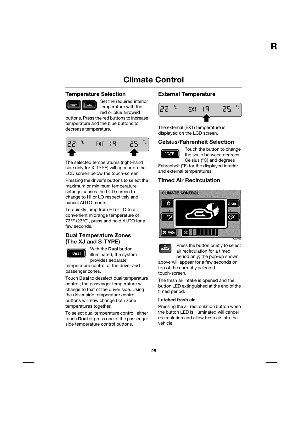 Climate control | Jaguar Touch Screen Display JJM 18 42 26 701 User Manual | Page 25 / 132