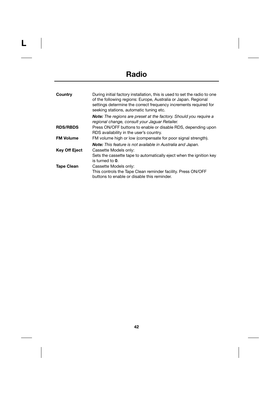 Radio | Jaguar Touch Screen Display JJM 18 42 26 701 User Manual | Page 42 / 132