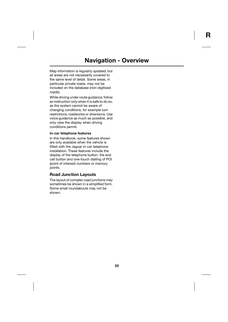 Navigation - overview | Jaguar Touch Screen Display JJM 18 42 26 701 User Manual | Page 53 / 132