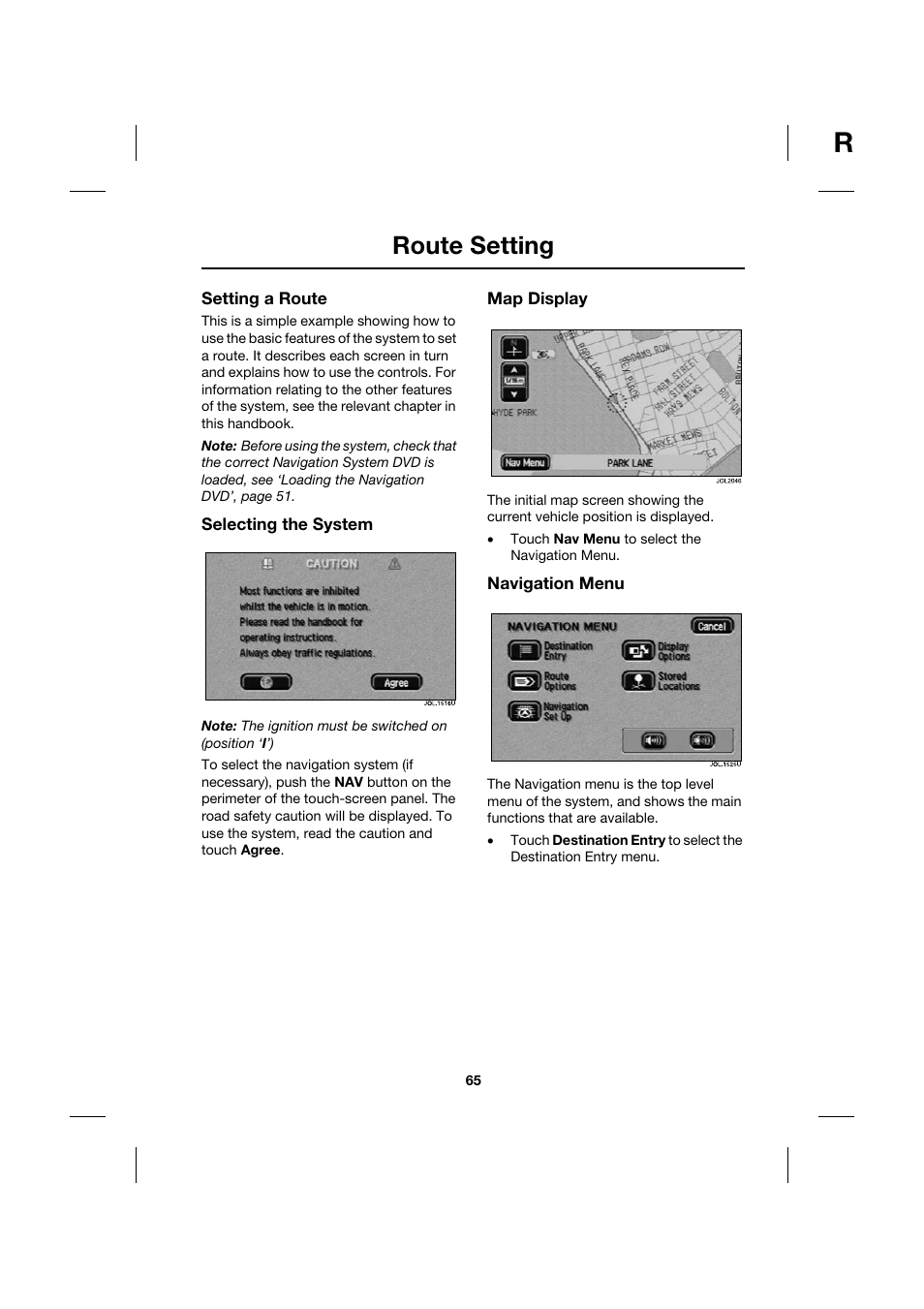 Route setting | Jaguar Touch Screen Display JJM 18 42 26 701 User Manual | Page 65 / 132