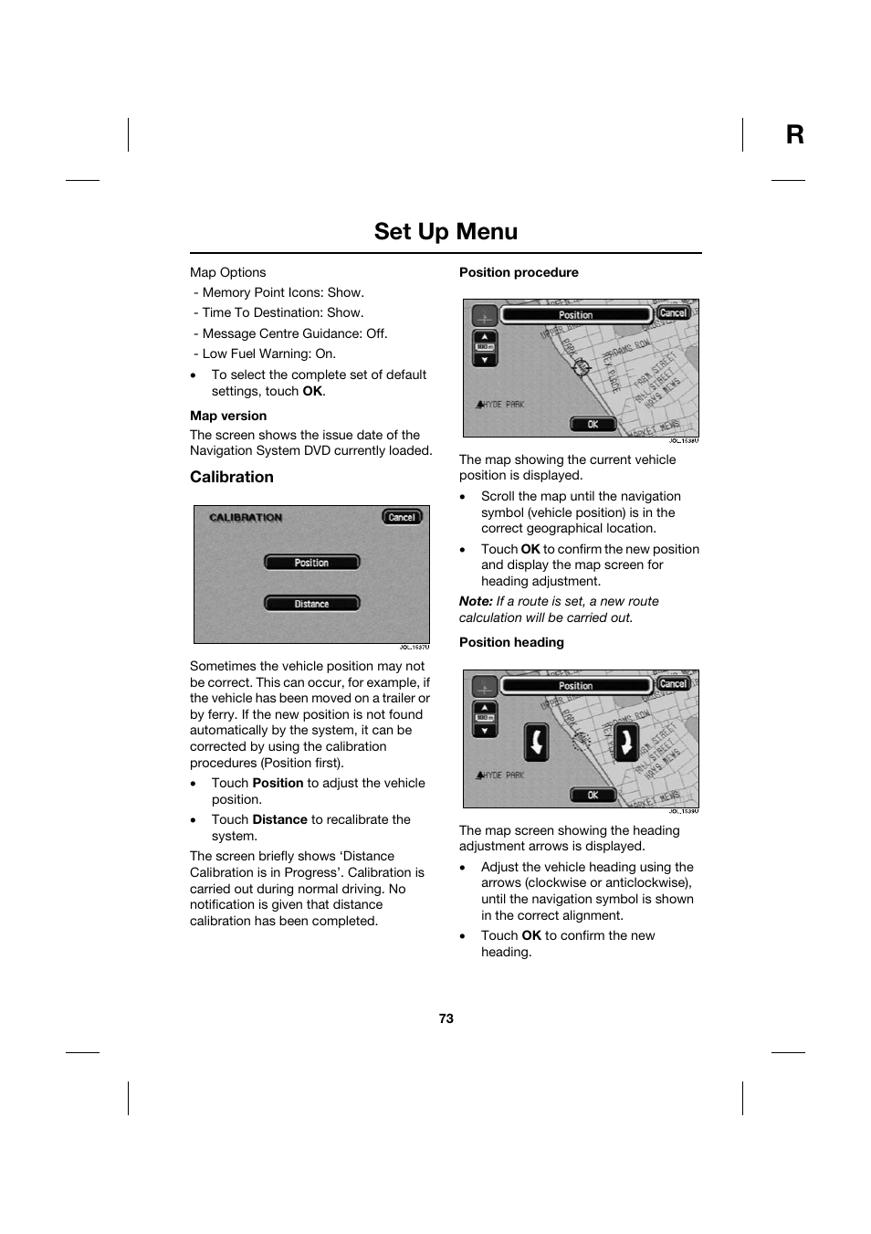 Set up menu | Jaguar Touch Screen Display JJM 18 42 26 701 User Manual | Page 73 / 132