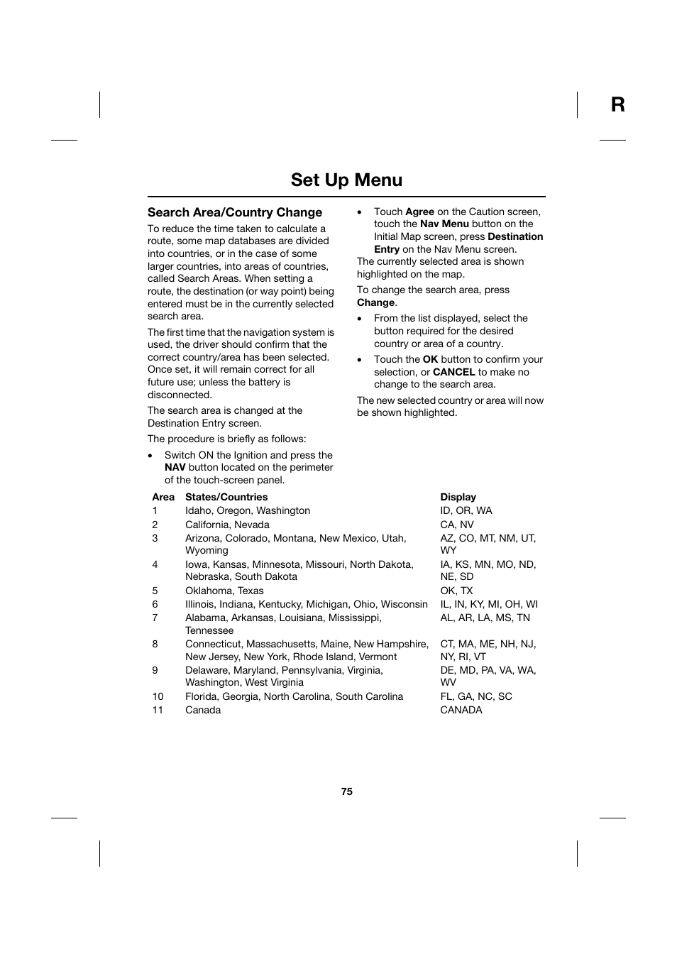 Set up menu | Jaguar Touch Screen Display JJM 18 42 26 701 User Manual | Page 75 / 132