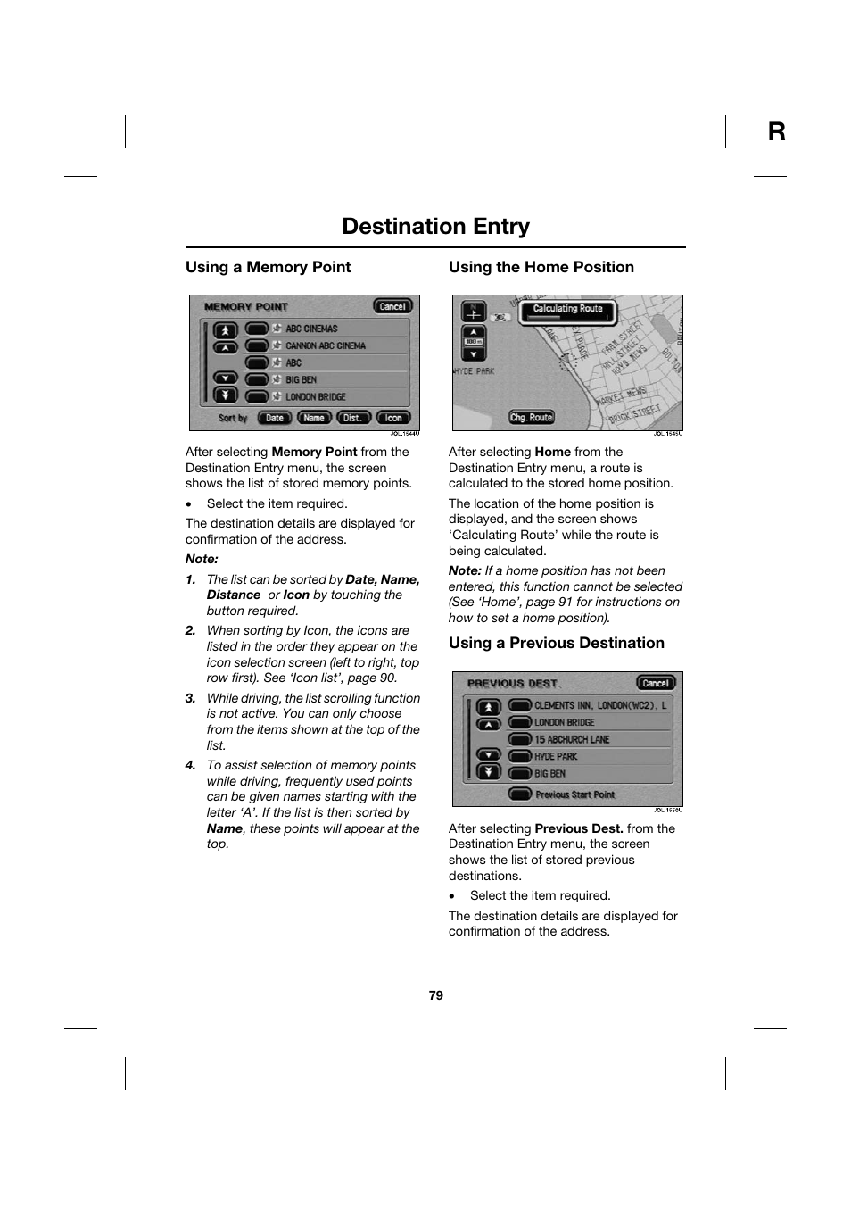 Destination entry | Jaguar Touch Screen Display JJM 18 42 26 701 User Manual | Page 79 / 132