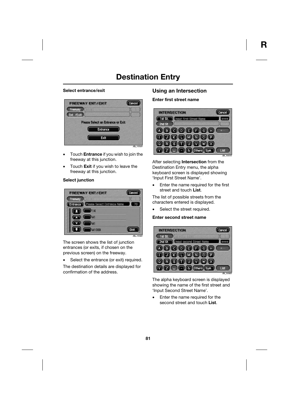 Destination entry | Jaguar Touch Screen Display JJM 18 42 26 701 User Manual | Page 81 / 132