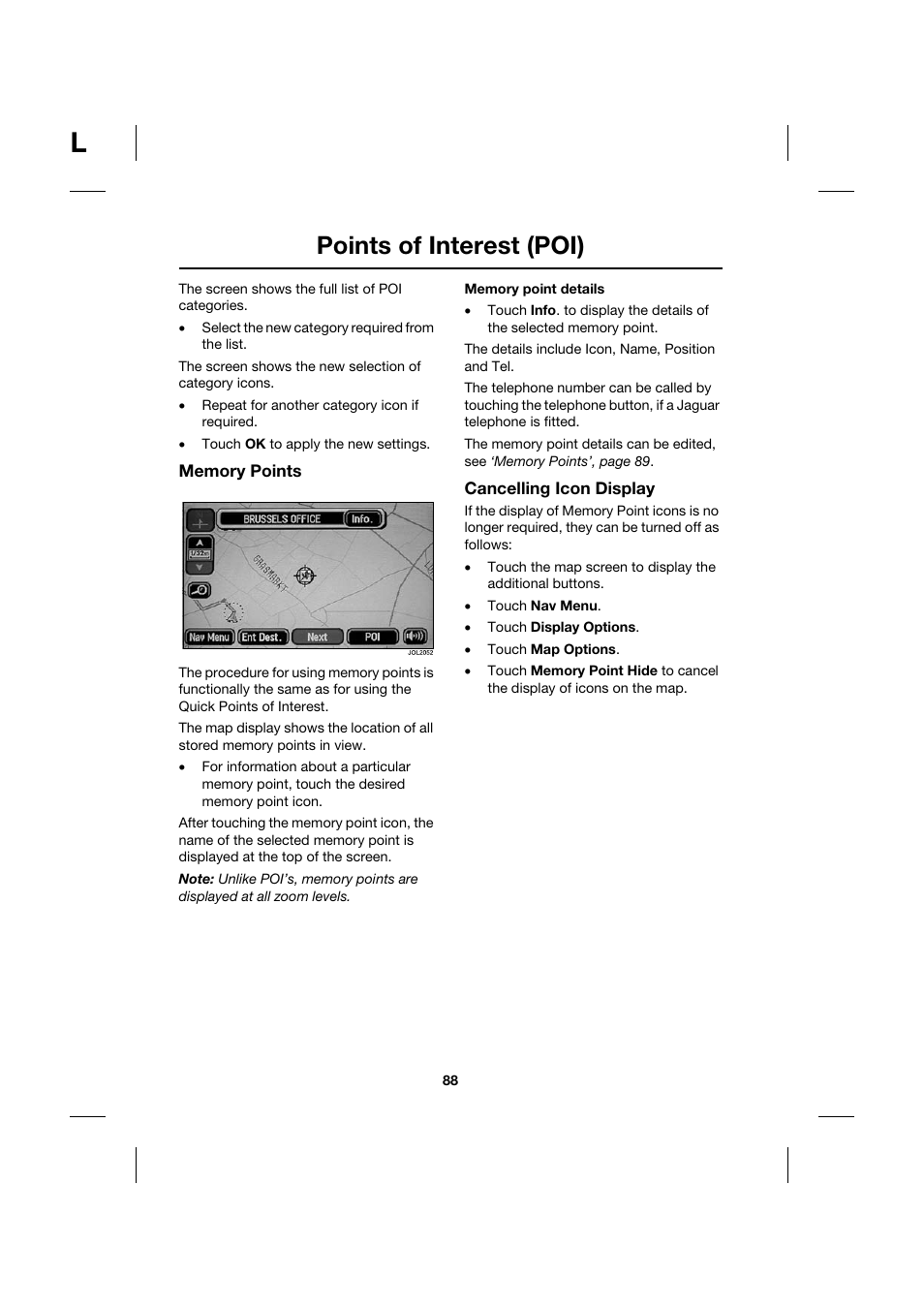 Points of interest (poi) | Jaguar Touch Screen Display JJM 18 42 26 701 User Manual | Page 88 / 132