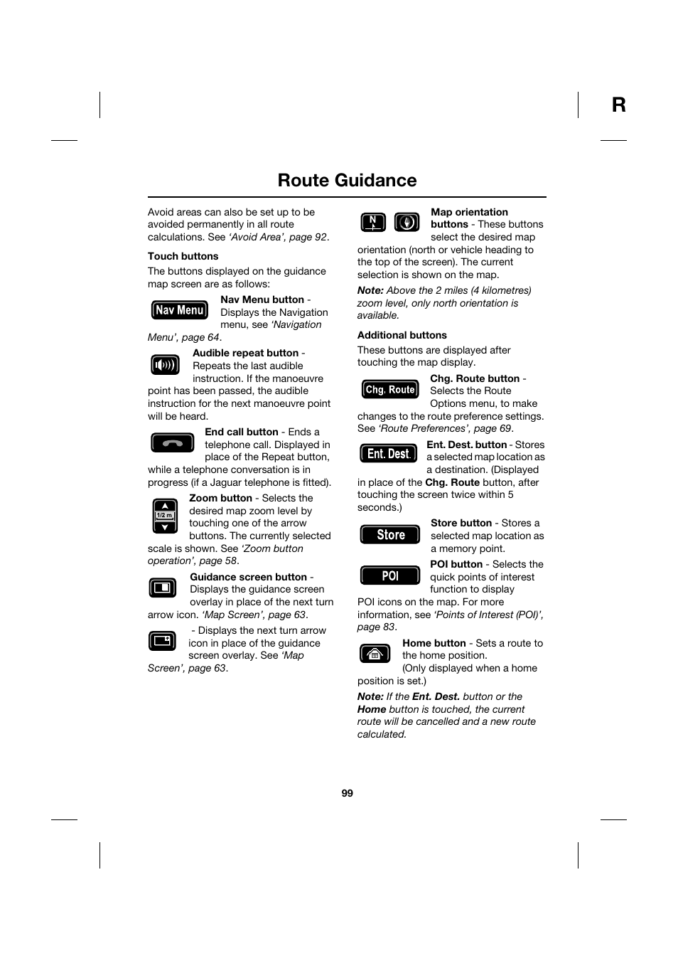 Route guidance | Jaguar Touch Screen Display JJM 18 42 26 701 User Manual | Page 99 / 132
