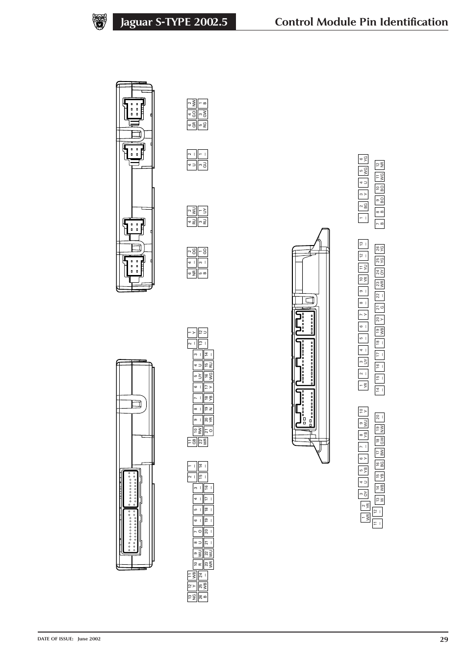 Control module pin identification, Driver seat control module, Driver door control module | Jaguar S-TYPE 2004 User Manual | Page 31 / 172