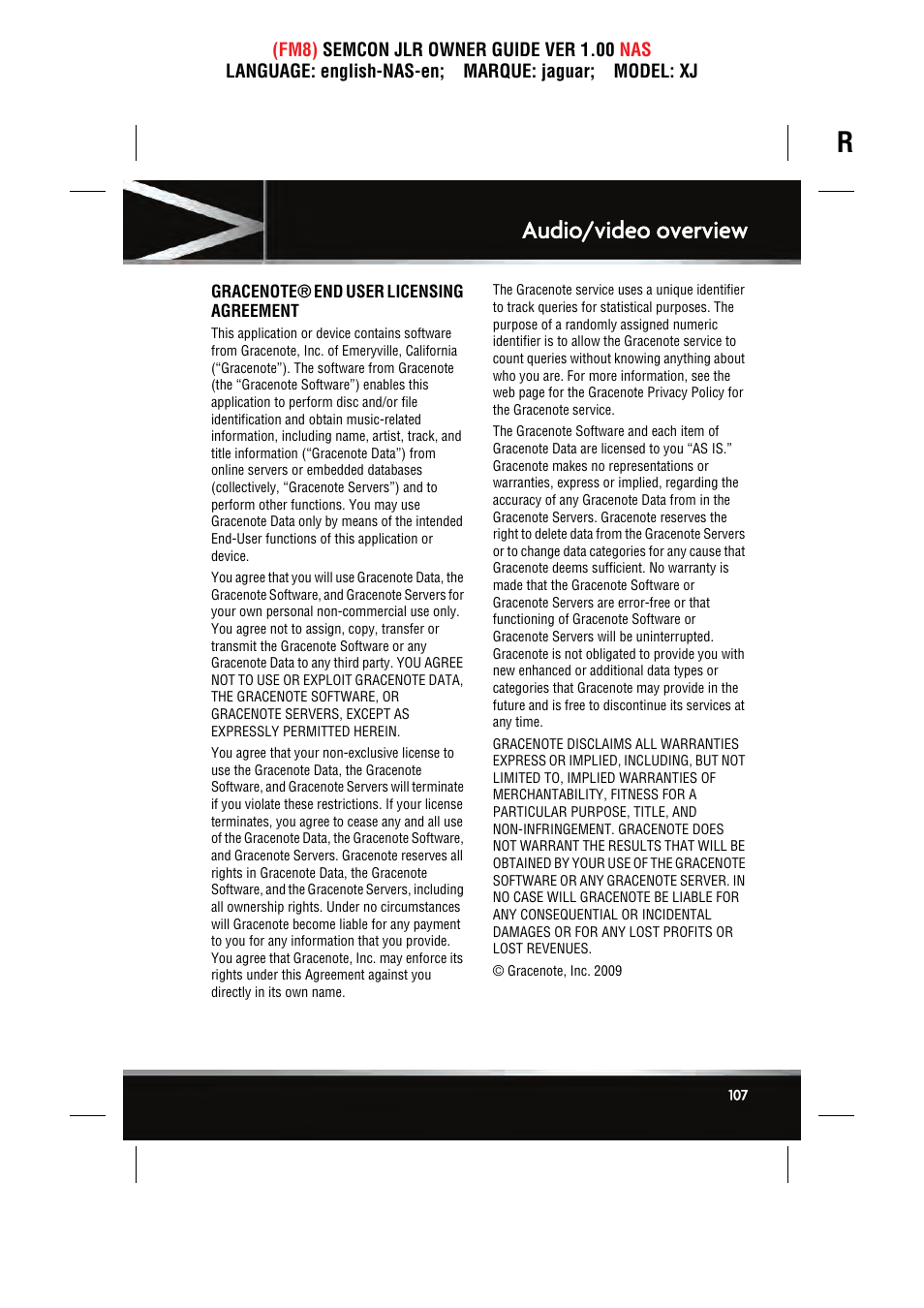 Audio/video overview | Jaguar SEMCON JLR XJ User Manual | Page 107 / 217