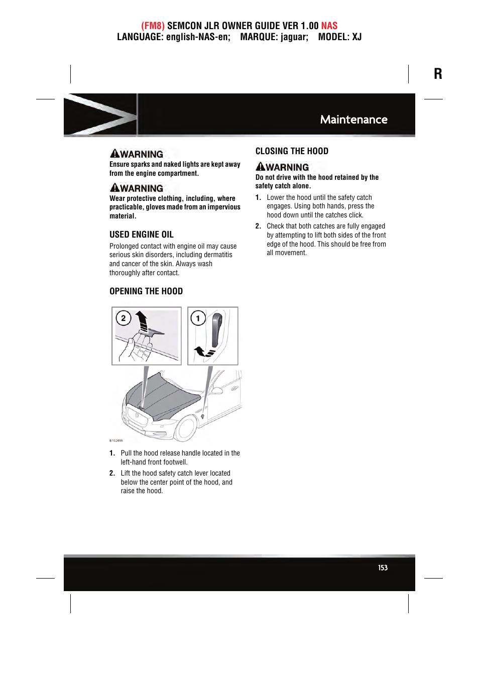 Maintenance | Jaguar SEMCON JLR XJ User Manual | Page 153 / 217