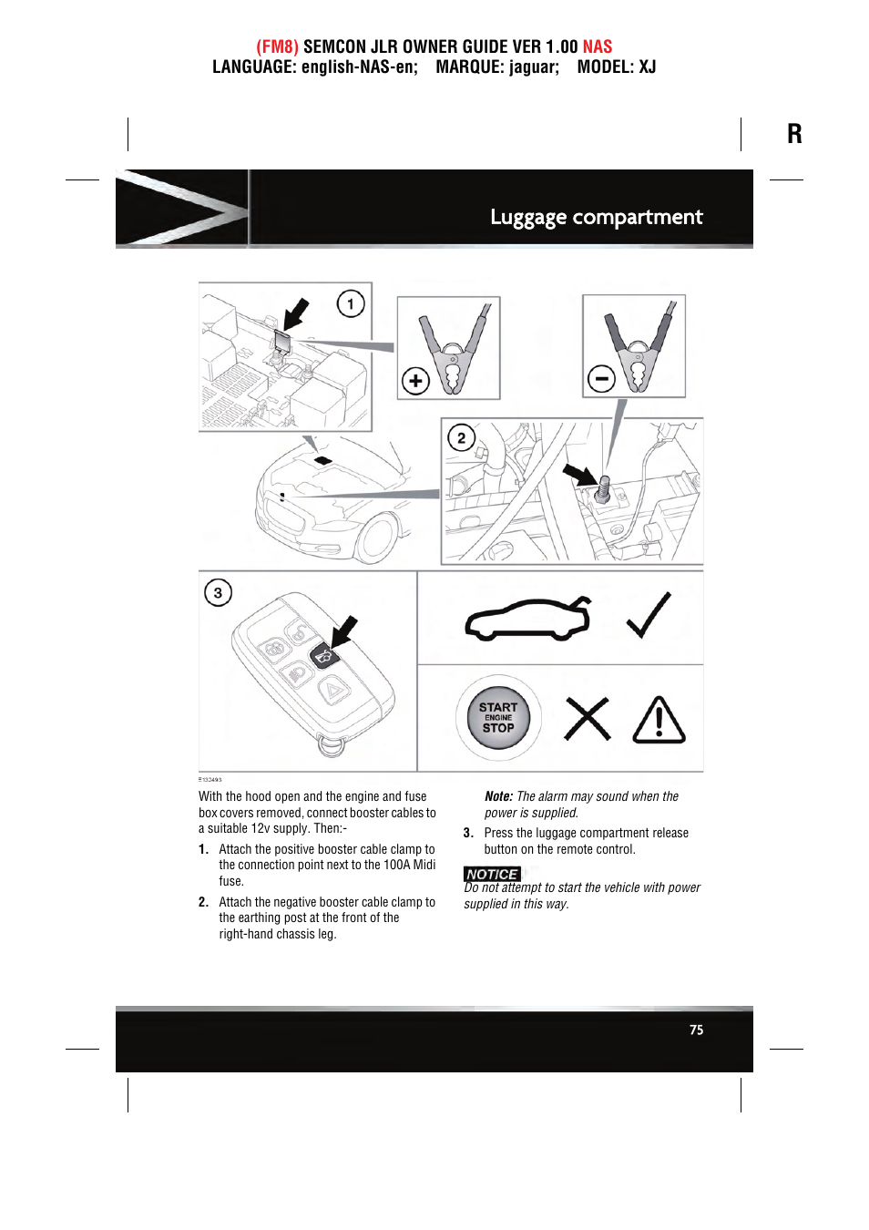 Luggage compartment | Jaguar SEMCON JLR XJ User Manual | Page 75 / 217