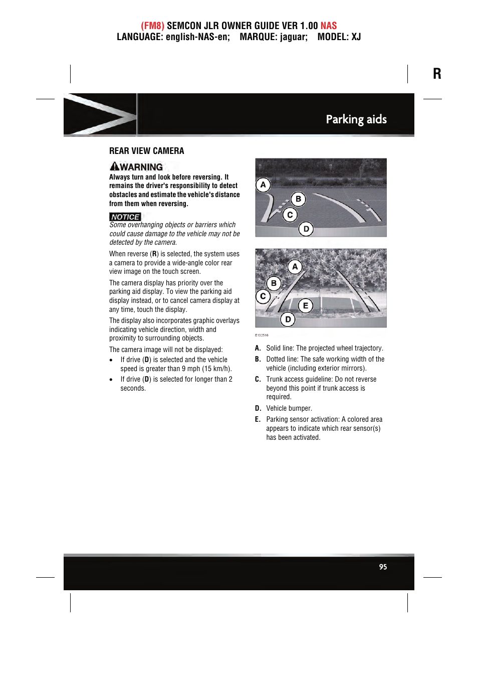 Parking aids | Jaguar SEMCON JLR XJ User Manual | Page 95 / 217