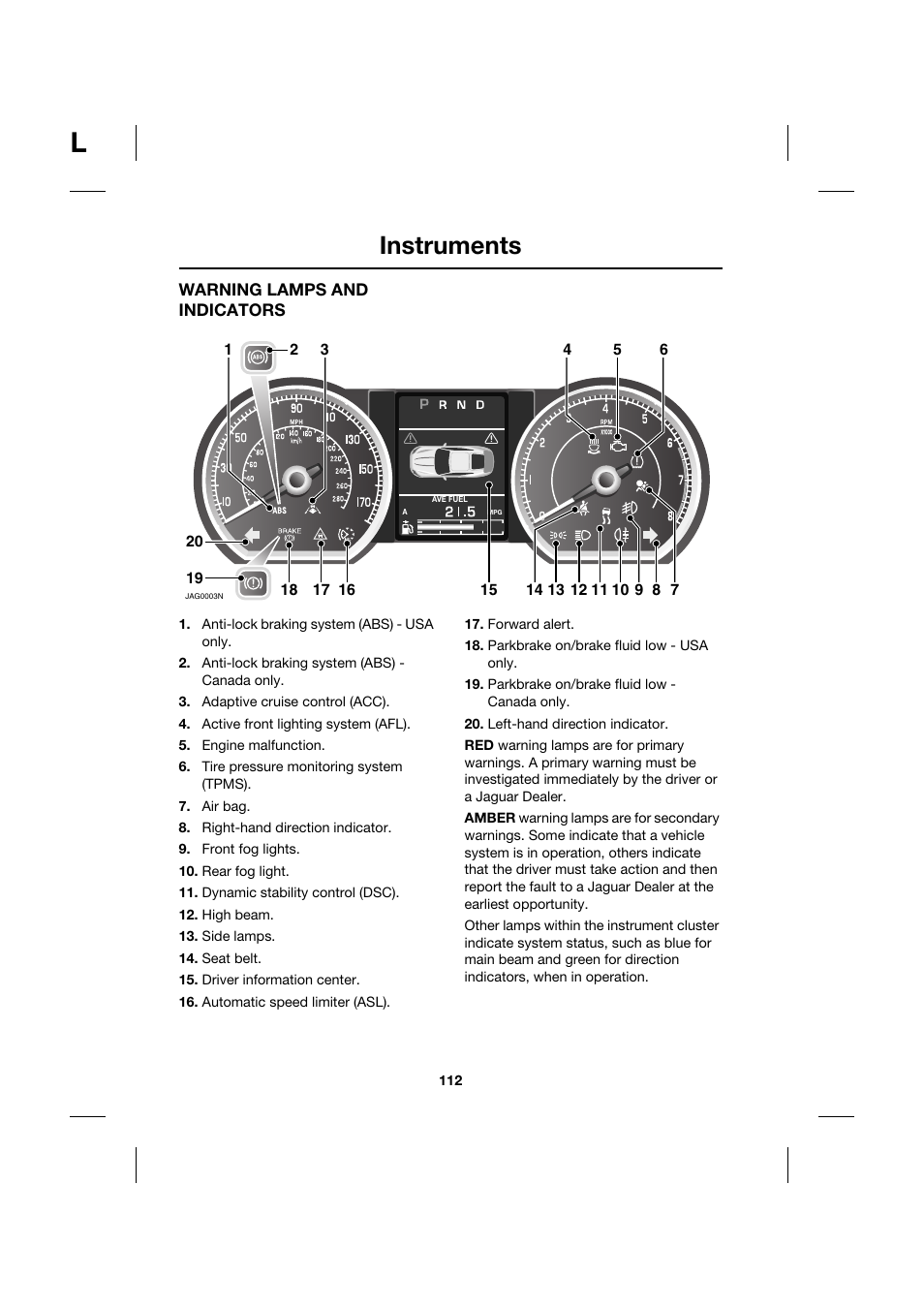 Instruments | Jaguar XK JJM 18 02 30 701 User Manual | Page 103 / 260