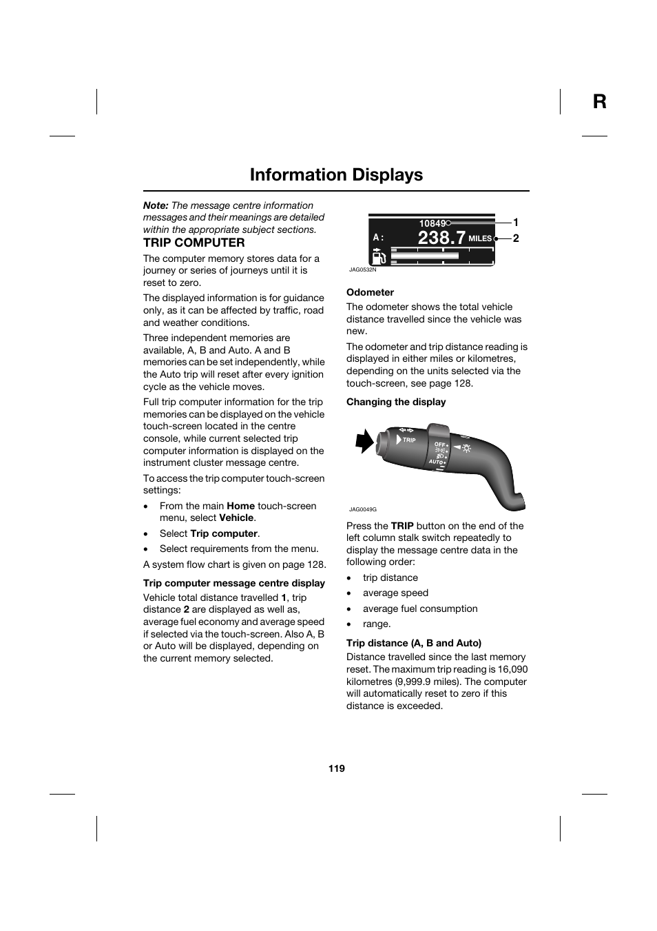 Information displays | Jaguar XK JJM 18 02 30 701 User Manual | Page 110 / 260