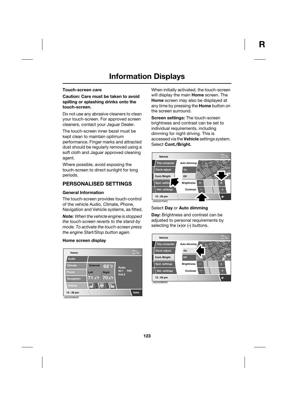 Information displays, Personalised settings | Jaguar XK JJM 18 02 30 701 User Manual | Page 114 / 260