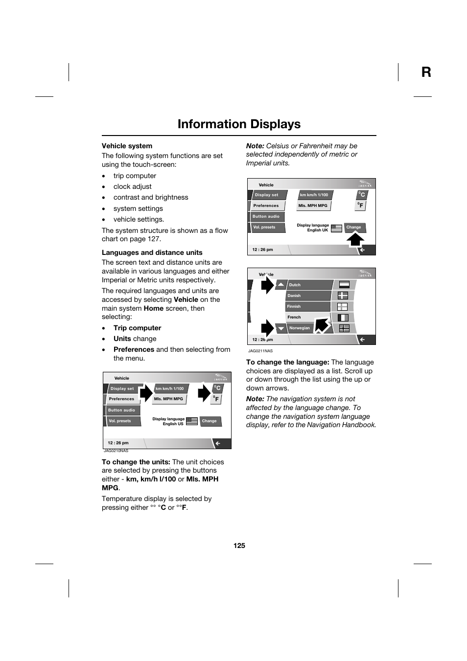 Information displays | Jaguar XK JJM 18 02 30 701 User Manual | Page 116 / 260