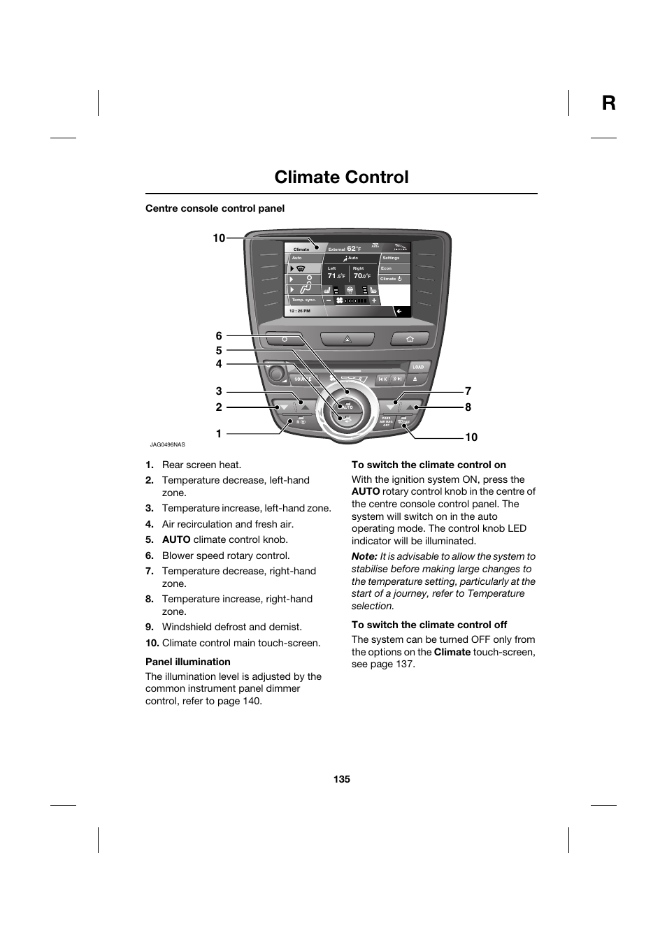 Climate control | Jaguar XK JJM 18 02 30 701 User Manual | Page 126 / 260