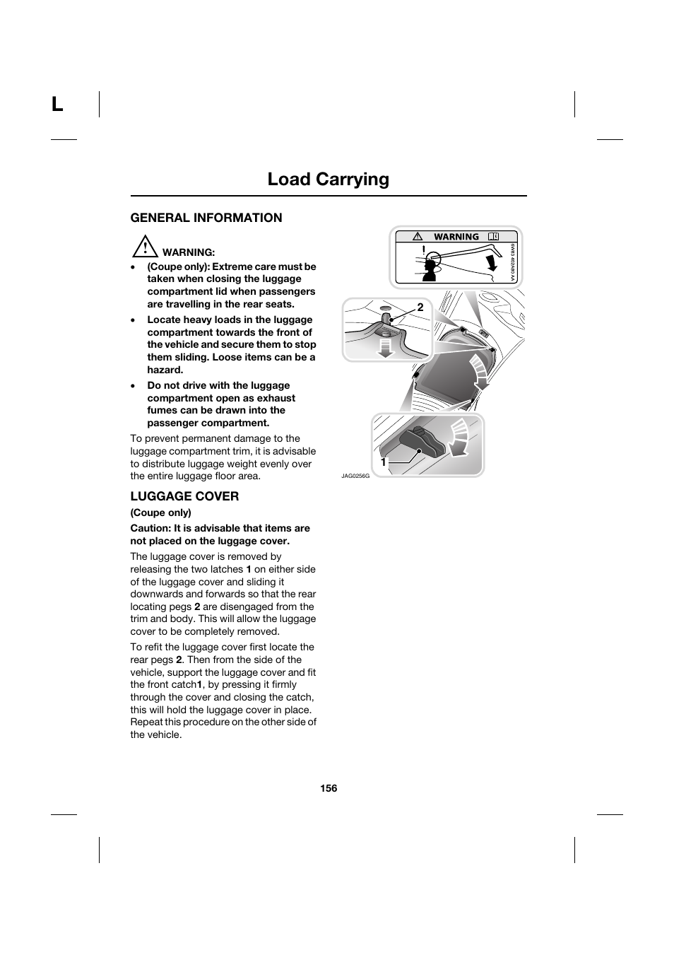 Load carrying | Jaguar XK JJM 18 02 30 701 User Manual | Page 139 / 260