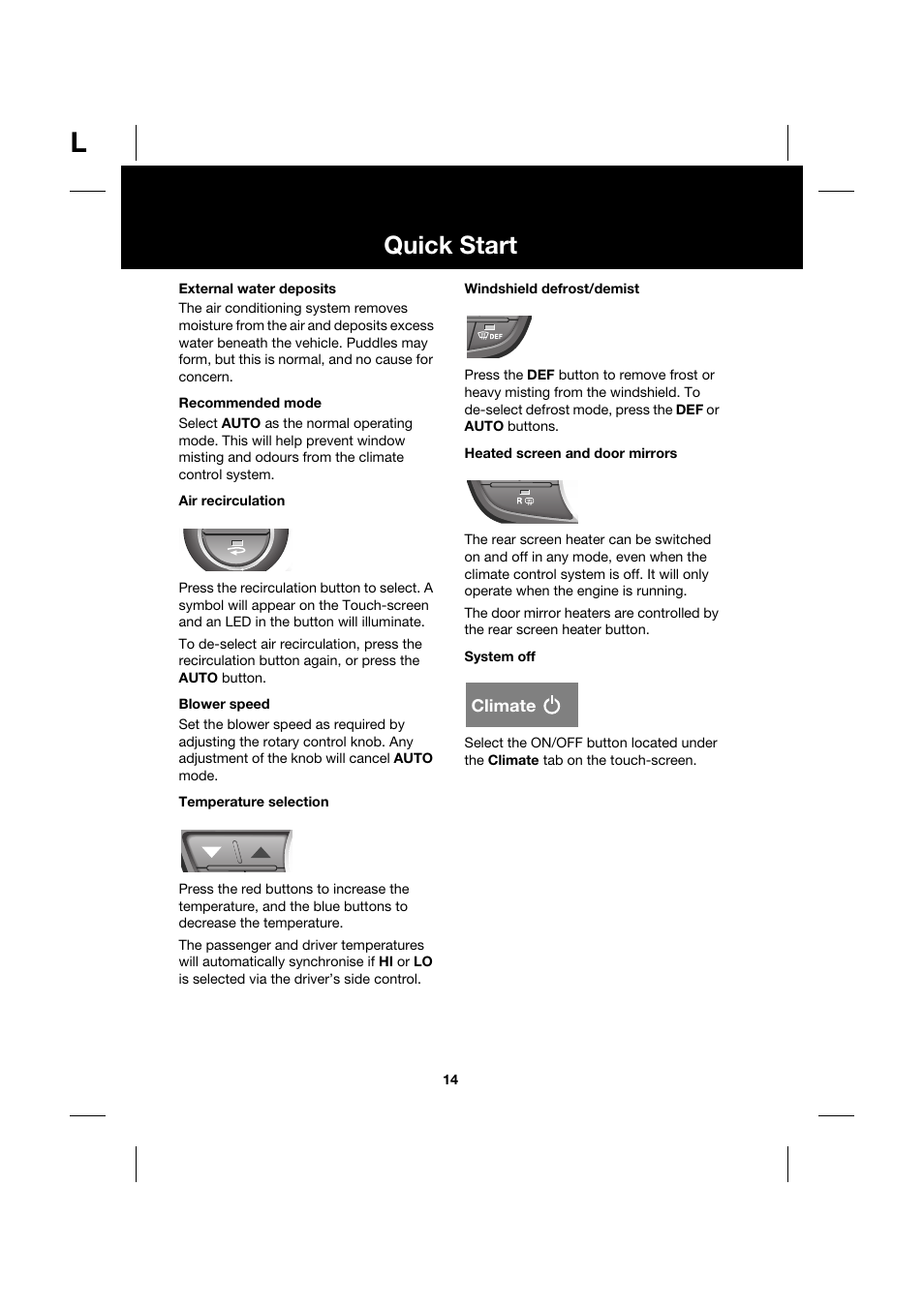 Quick start | Jaguar XK JJM 18 02 30 701 User Manual | Page 14 / 260