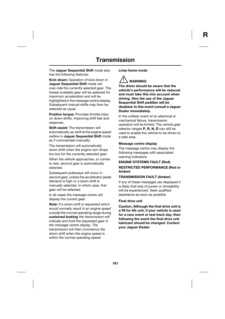 Transmission | Jaguar XK JJM 18 02 30 701 User Manual | Page 144 / 260