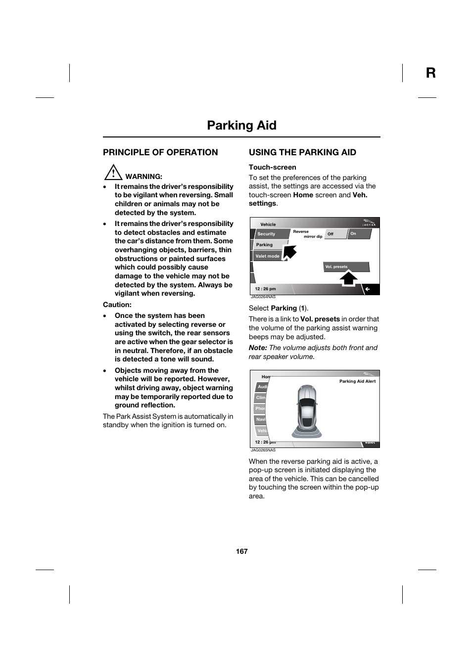 Parking aid, Principle of operation, Using the parking aid | Jaguar XK JJM 18 02 30 701 User Manual | Page 150 / 260