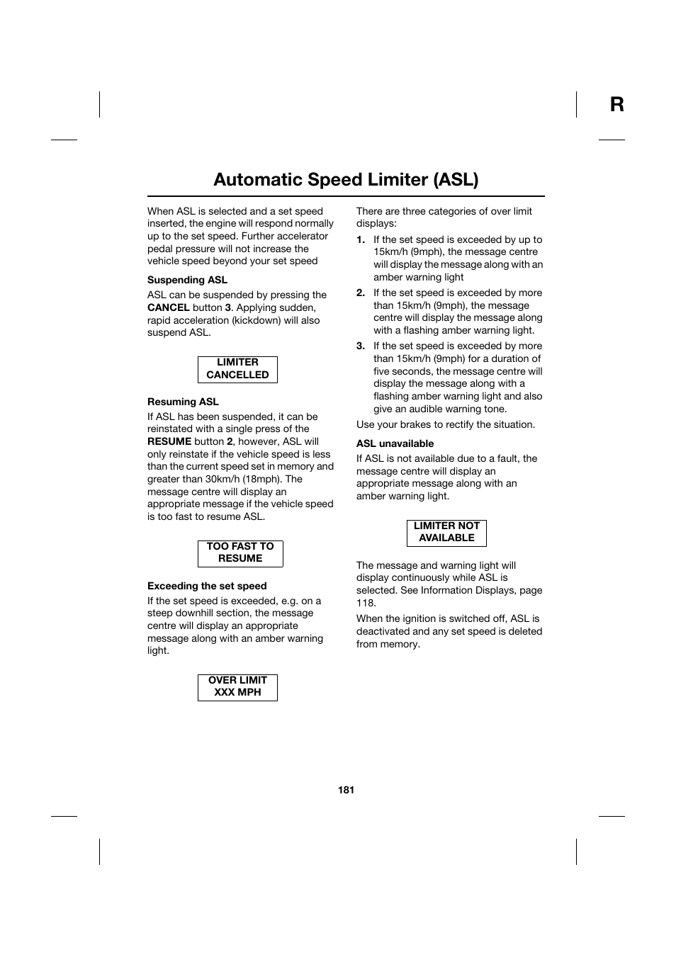 Automatic speed limiter (asl) | Jaguar XK JJM 18 02 30 701 User Manual | Page 156 / 260