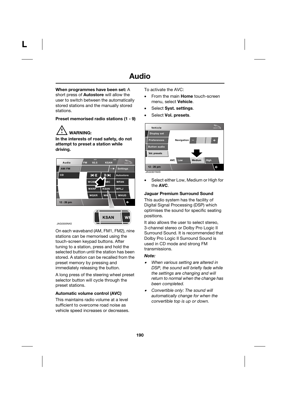 Audio | Jaguar XK JJM 18 02 30 701 User Manual | Page 165 / 260