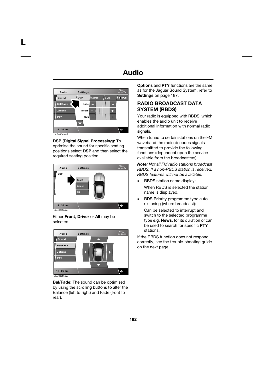 Audio, Radio broadcast data system (rbds) | Jaguar XK JJM 18 02 30 701 User Manual | Page 167 / 260