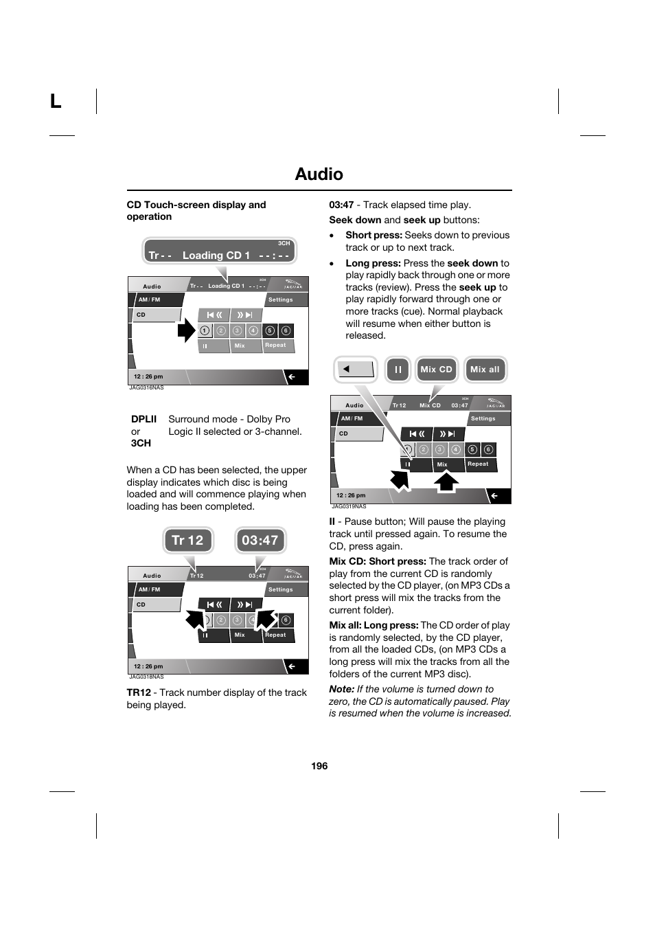 Audio, Loading cd 1 | Jaguar XK JJM 18 02 30 701 User Manual | Page 171 / 260