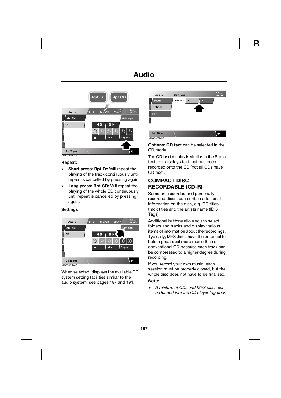 Audio, Compact disc - recordable (cd-r) | Jaguar XK JJM 18 02 30 701 User Manual | Page 172 / 260