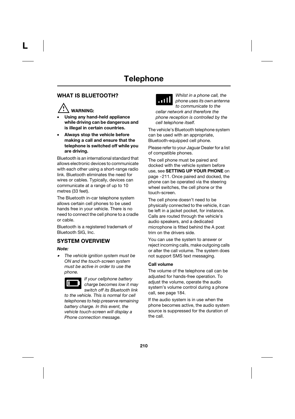 Telephone | Jaguar XK JJM 18 02 30 701 User Manual | Page 185 / 260