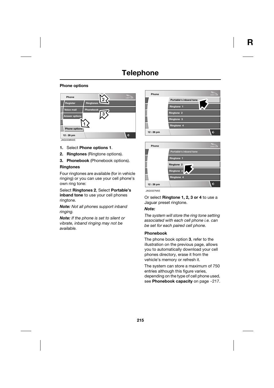 Telephone | Jaguar XK JJM 18 02 30 701 User Manual | Page 190 / 260