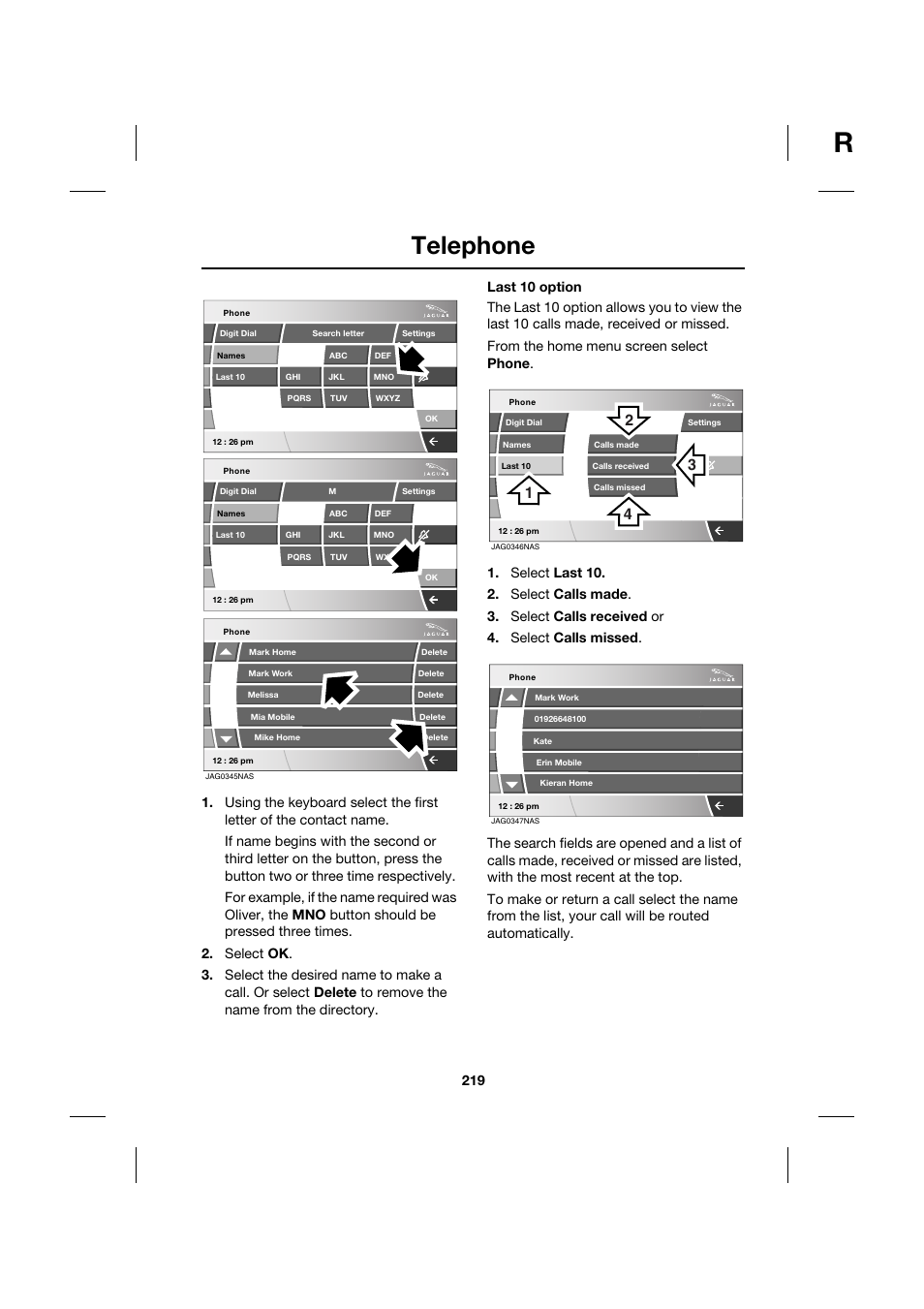 Telephone | Jaguar XK JJM 18 02 30 701 User Manual | Page 194 / 260