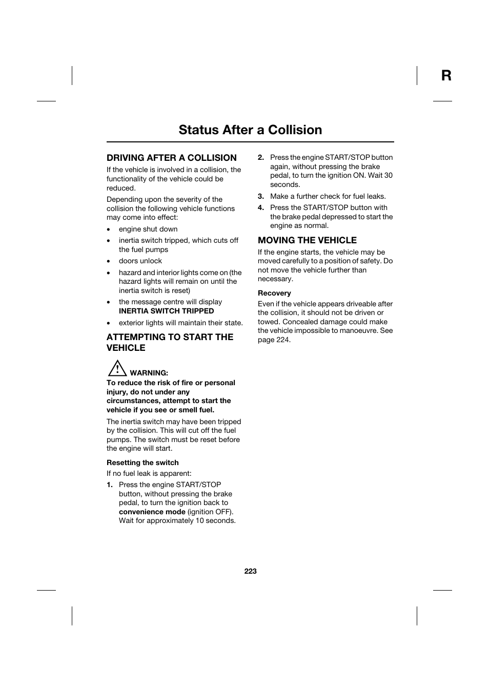 Status after a collision | Jaguar XK JJM 18 02 30 701 User Manual | Page 198 / 260