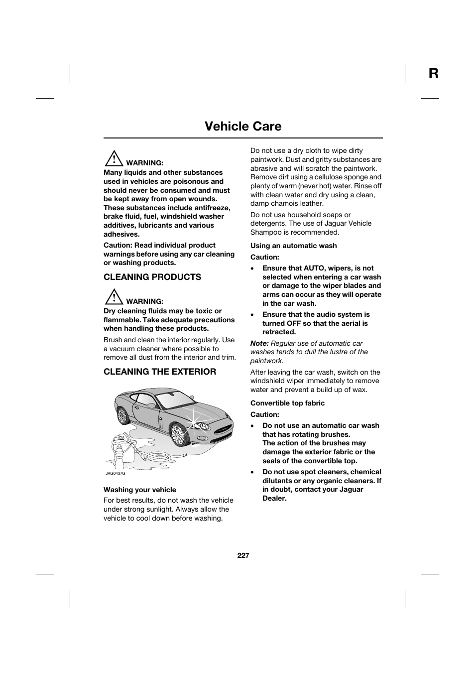 Vehicle care | Jaguar XK JJM 18 02 30 701 User Manual | Page 202 / 260