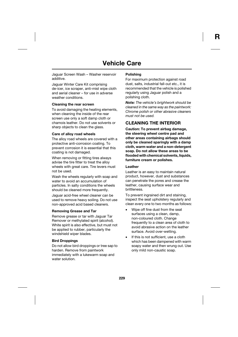 Vehicle care | Jaguar XK JJM 18 02 30 701 User Manual | Page 204 / 260