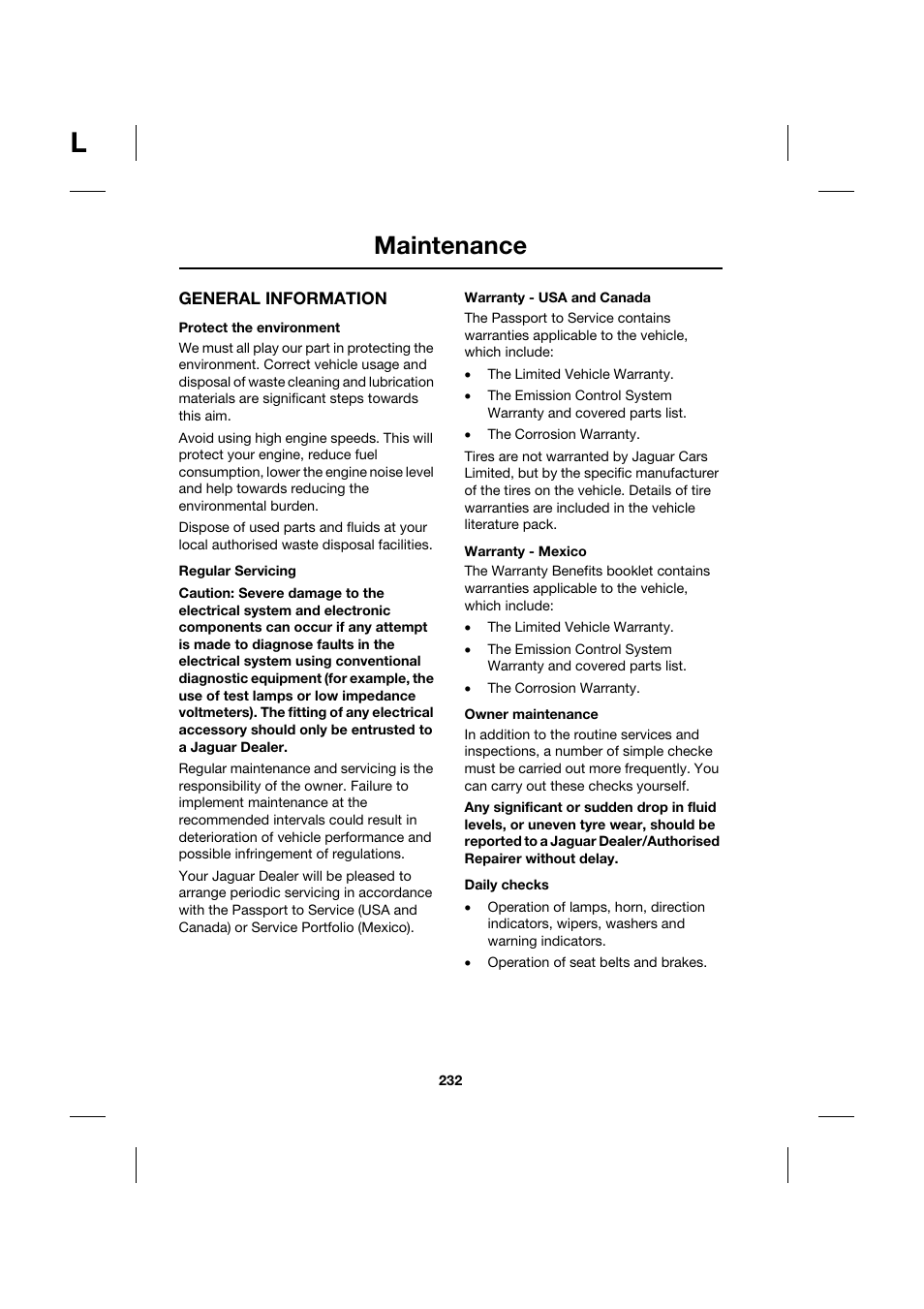 Maintenance | Jaguar XK JJM 18 02 30 701 User Manual | Page 207 / 260