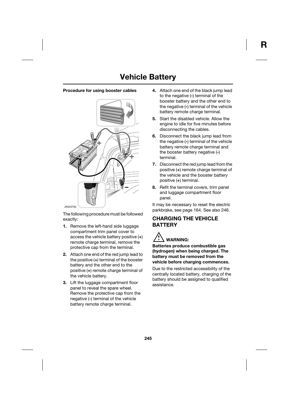 Vehicle battery | Jaguar XK JJM 18 02 30 701 User Manual | Page 220 / 260