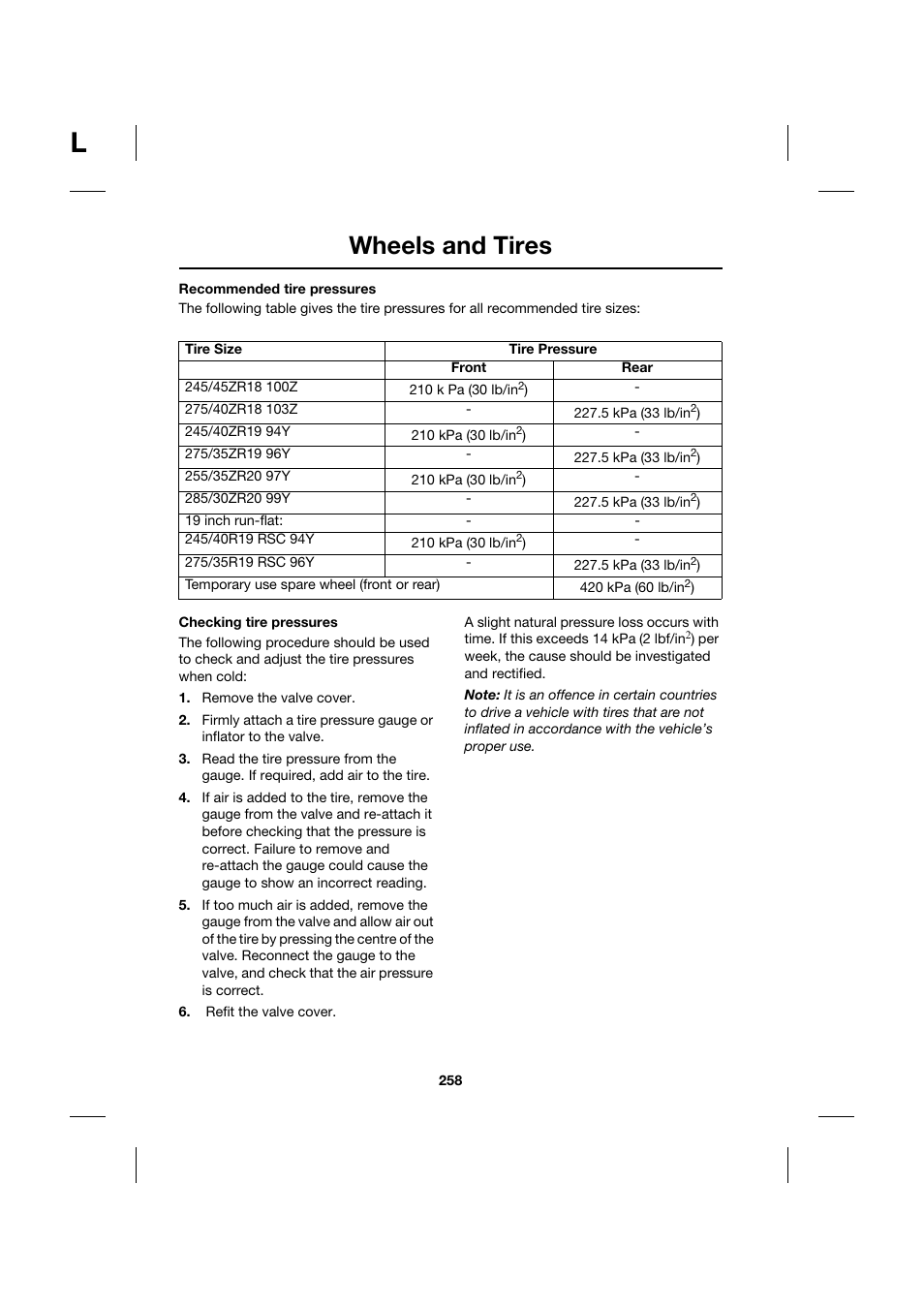 Wheels and tires | Jaguar XK JJM 18 02 30 701 User Manual | Page 224 / 260