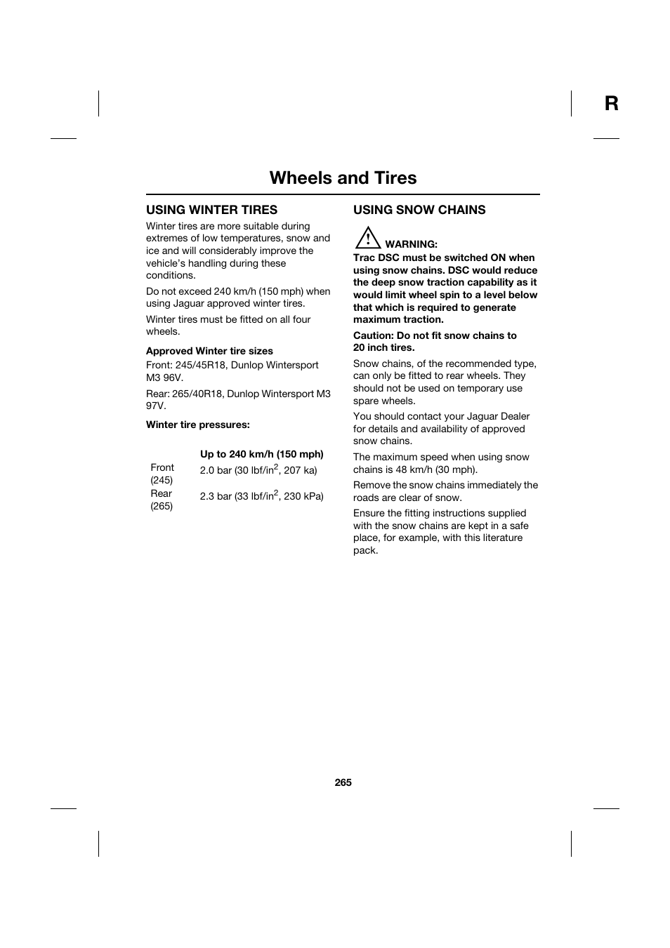 Wheels and tires | Jaguar XK JJM 18 02 30 701 User Manual | Page 231 / 260