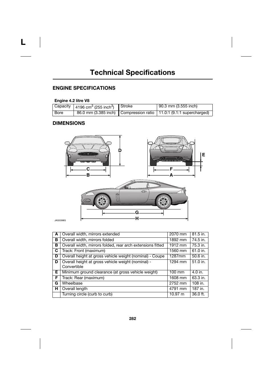 Technical specifications | Jaguar XK JJM 18 02 30 701 User Manual | Page 248 / 260