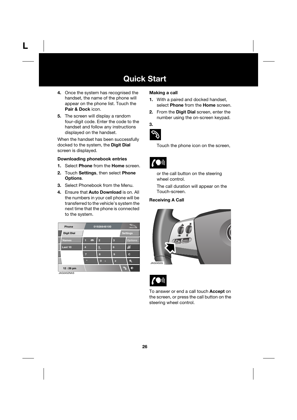 Quick start | Jaguar XK JJM 18 02 30 701 User Manual | Page 26 / 260