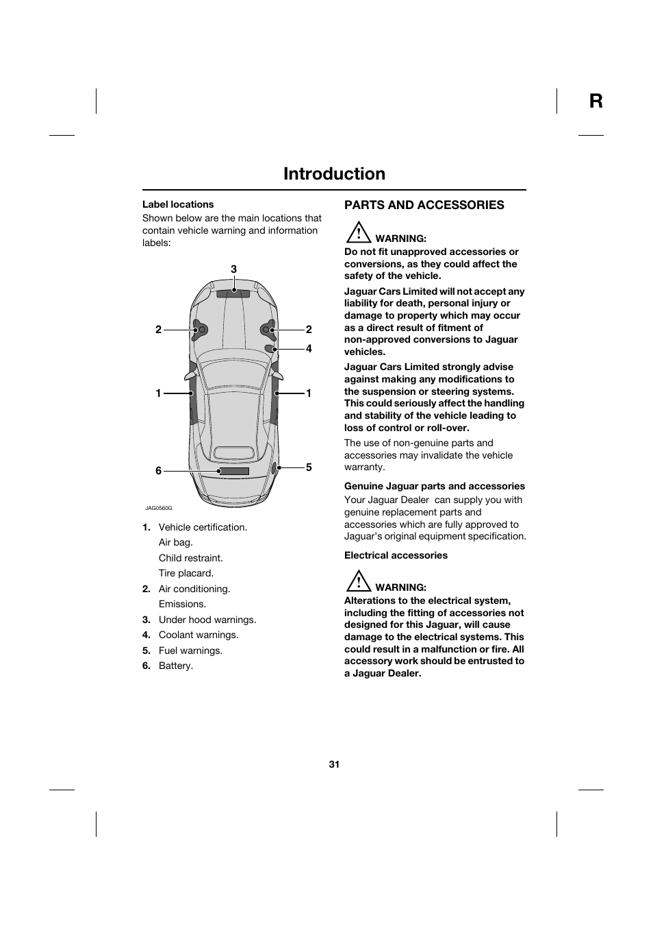 Introduction | Jaguar XK JJM 18 02 30 701 User Manual | Page 31 / 260