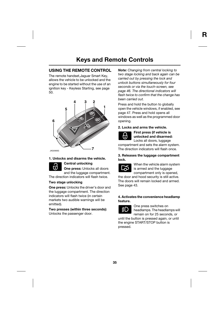 Keys and remote controls | Jaguar XK JJM 18 02 30 701 User Manual | Page 35 / 260