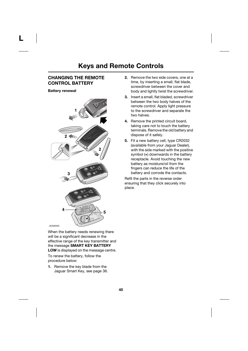 Keys and remote controls | Jaguar XK JJM 18 02 30 701 User Manual | Page 40 / 260