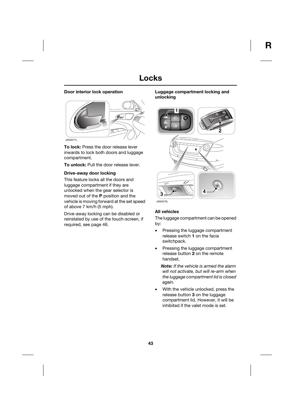 Locks | Jaguar XK JJM 18 02 30 701 User Manual | Page 43 / 260