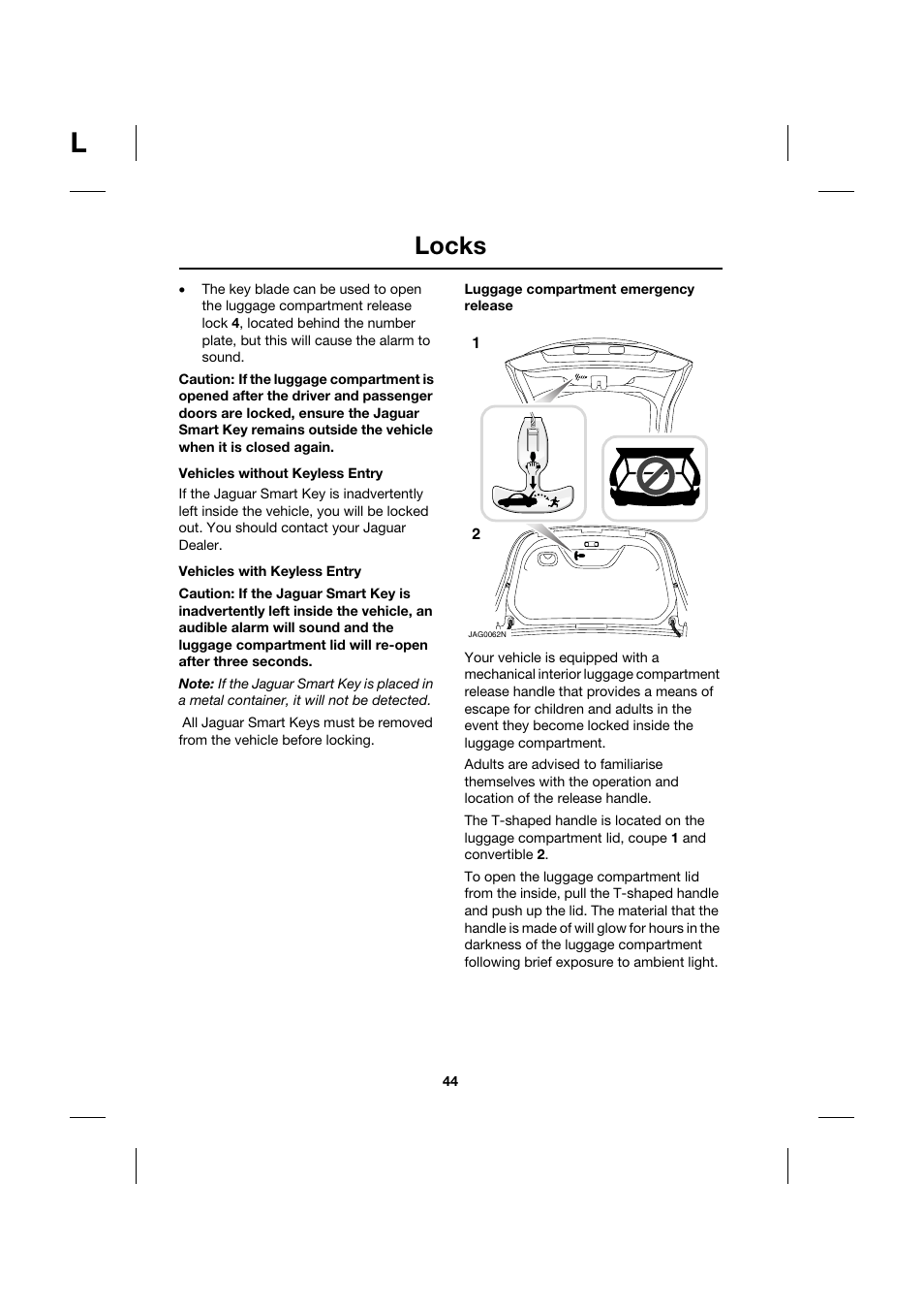 Locks | Jaguar XK JJM 18 02 30 701 User Manual | Page 44 / 260