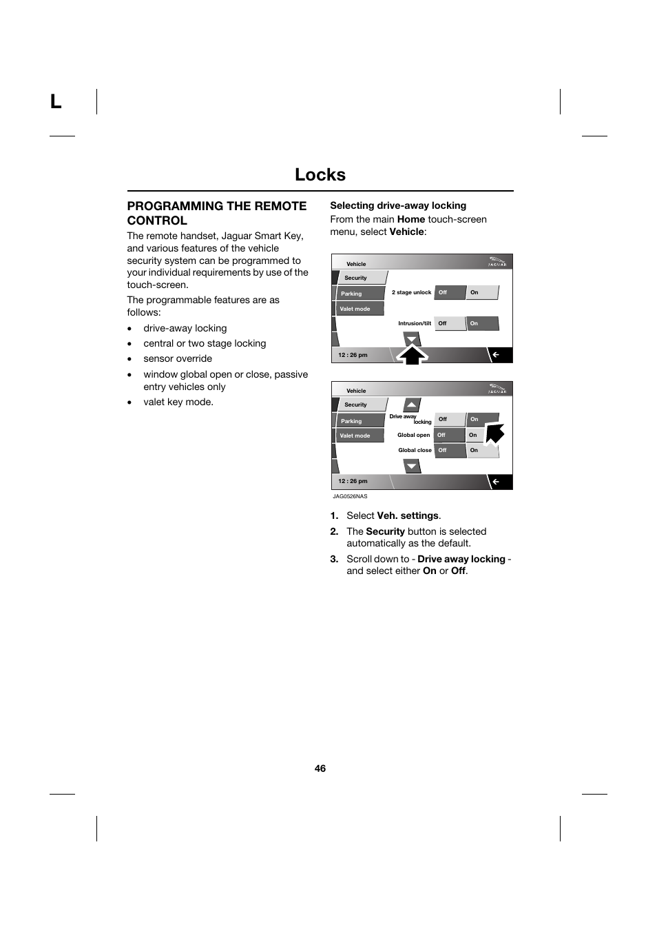 Locks, Programming the remote control | Jaguar XK JJM 18 02 30 701 User Manual | Page 46 / 260