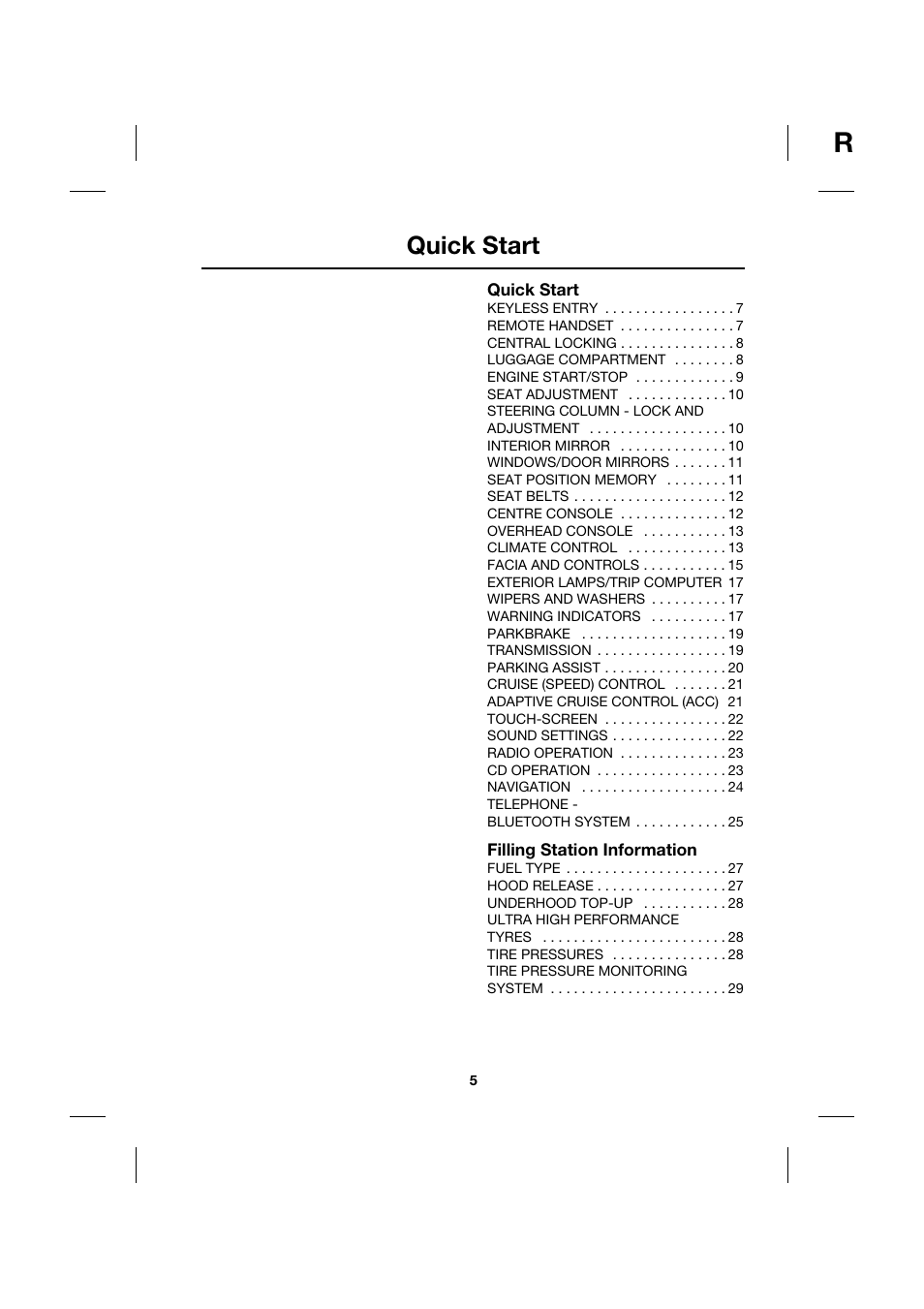 Quick start | Jaguar XK JJM 18 02 30 701 User Manual | Page 5 / 260